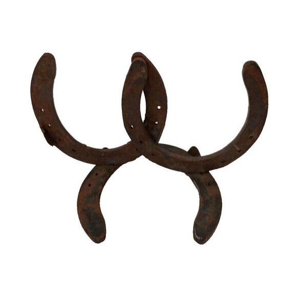 VTG 1970s Cast Iron Horse Shoe Book Holder Display Rustic Industrial Equastrian - Picture 1 of 11